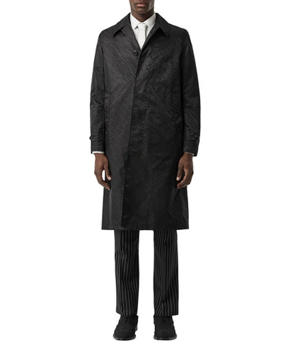 Burberry Men's Allover Tb Nylon Car Coat In Black
