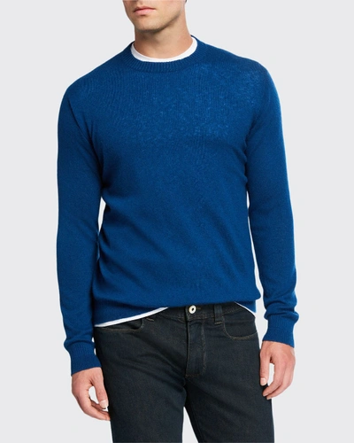 Loro Piana Men's Crewneck Cashmere/silk Sweater In Brown
