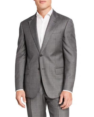 Emporio Armani Men's Sharkskin Two-piece Wool Suit In Gray