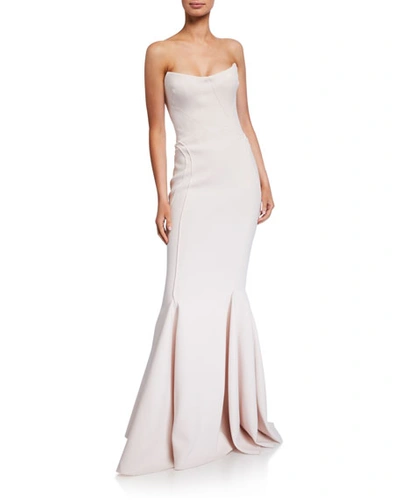 Zac Posen Crepe Strapless Mermaid Gown In Pink
