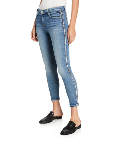 7 For All Mankind Mid-rise Ankle Skinny Jeans With Metallic Stripes In Luxe Vintage Muse