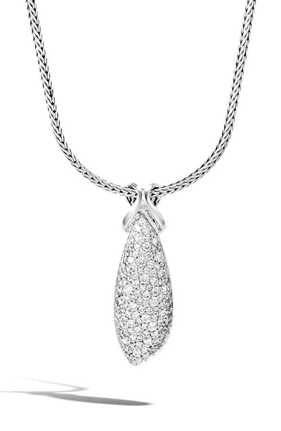 John Hardy 'asli Classic Chain' Diamond Silver Pendant Necklace In Silver/ Diamond