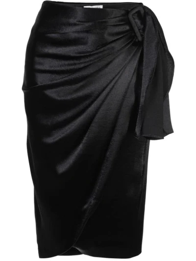 Altuzarra Polly Asymmetric Draped Satin Skirt In Black
