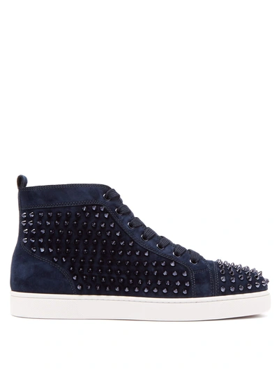 Christian Louboutin Louis Orlato Studded Suede High-top Trainers In Blue
