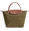Longchamp Small Le Pliage Top Handle Tote - Green In New Khaki