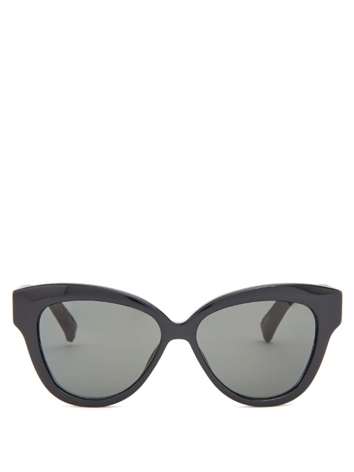 Linda Farrow Snakeskin And Acetate Cat-eye Sunglasses In Black | ModeSens