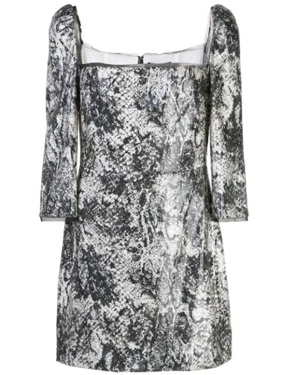 Rachel Zoe Chiara Snakeskin Sequin Mini Dress In Grey