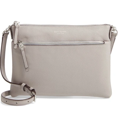 Kate Spade Medium Polly Leather Crossbody Bag In True Taupe/sliver