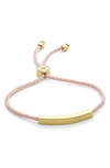Monica Vinader Engravable Linear Bar Friendship Bracelet In Gold/ballet Pink