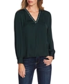 Vince Camuto Studded V-neck Rumple Blouse In Dark Willow