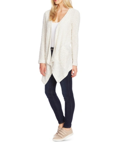 Vince Camuto Textured Knit Open Front Cardigan In Antique White