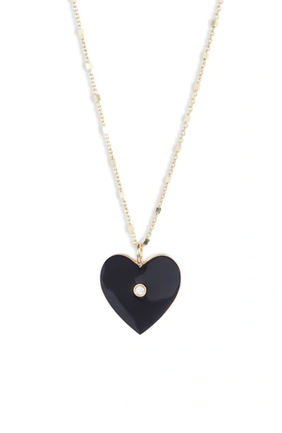 Jennifer Zeuner Fifi Heart Pendant Necklace In Gold Vermeil- Black