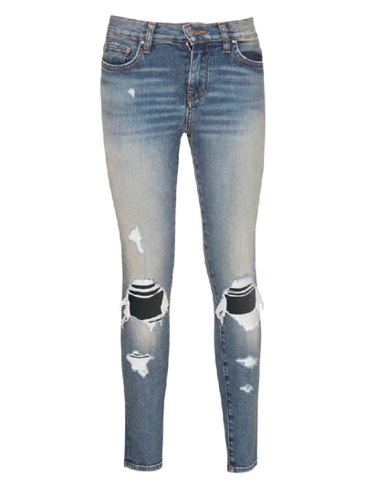Amiri Distressed Skinny Jeans In Blu