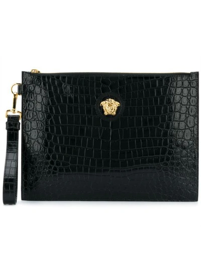 Versace Clutch In Black Leather