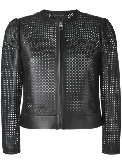 Versace Laser Cut Jacket In Nero