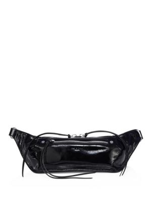 black patent leather fanny pack