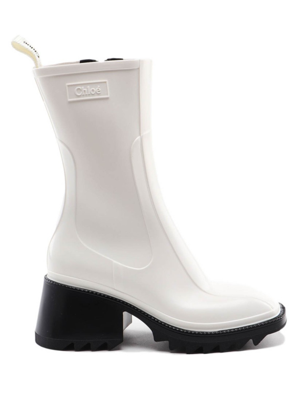 Chloé Women's Betty Block-heel Platform Rain Boots In White | ModeSens
