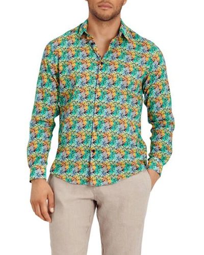 Vilebrequin Men's Jungle-print Sport Shirt In Blue