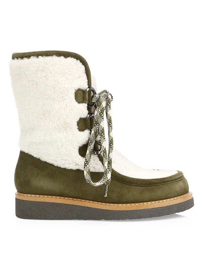 Aquatalia Women's Wynter Suede & Shearling Platform Boots In Natural