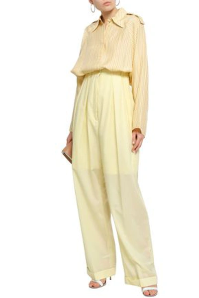 Nina Ricci Pleated Wool Wide-leg Pants In Pastel Yellow