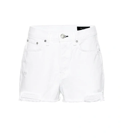 Rag & Bone Maya Distressed Denim Shorts In White
