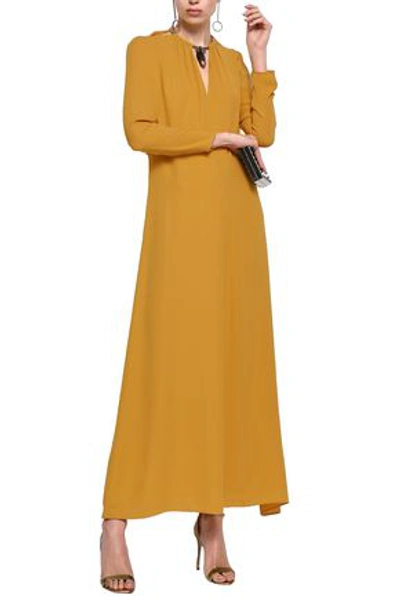 Valentino Embellished Silk-crepe Maxi Dress In Saffron