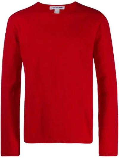 Comme Des Garçons Shirt Long-sleeved Crew-neck Sweater In Red