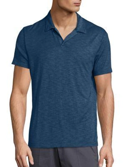Theory Open Collar Short Sleeve Polo Shirt In Neptune Blue