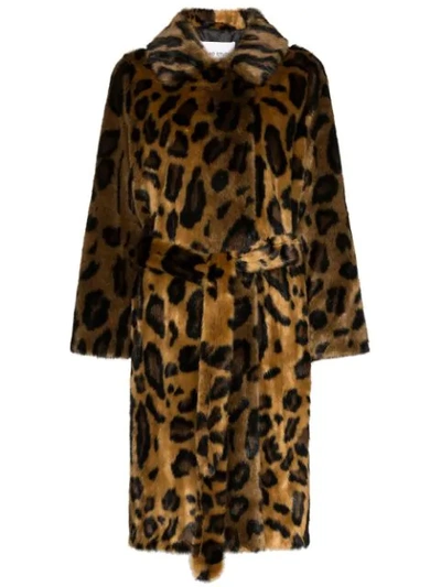 Stand Studio Irina Leopard-print Coat In Brown
