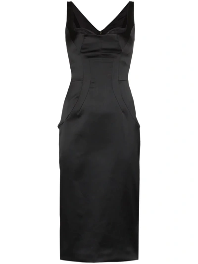 Dolce & Gabbana Satin Bustier Style Midi Dress In Black