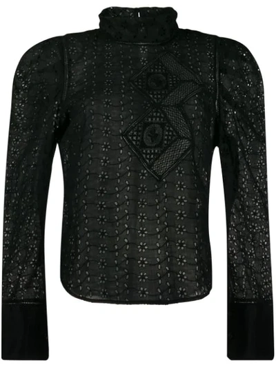 Isabel Marant Qyandi Broderie Anglaise Shirt In Black