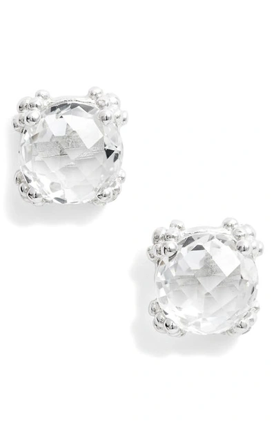 Anzie Dew Drop White Topaz Cluster Stud Earrings In Silver/ White Topaz