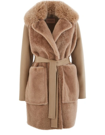 Yves Salomon Fur Coat In Camel/sarrasin