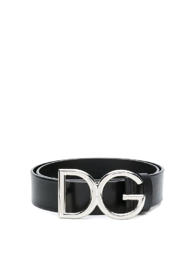 Dolce & Gabbana Dg Logo Black Leather Belt