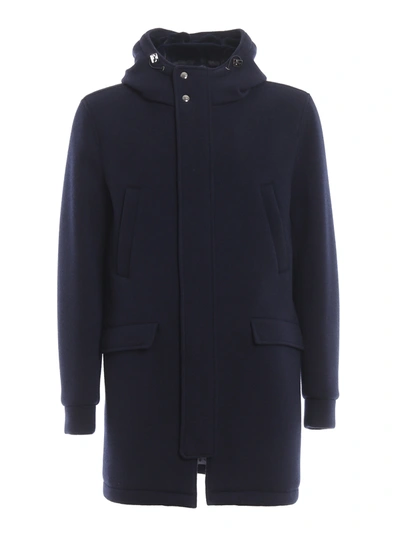 Herno Wool Blend Padded Coat In Blue