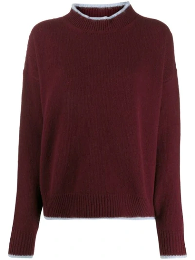 Marni Bi-colour Crewneck Sweater In Red