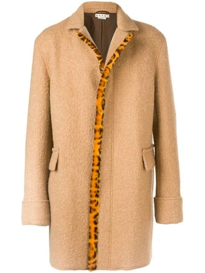 Marni Leopard Trim Coat In 00w36