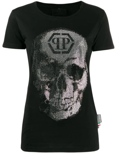 Philipp Plein Rhinestone Embellished T-shirt In Black