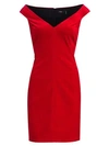 Theory Paneled Off-shoulder Stretch Velvet Dress In Bright Red