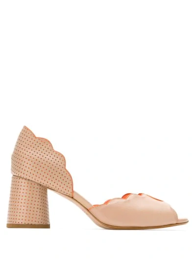 Sarah Chofakian Asymmetric Leather Pumps In Neutrals