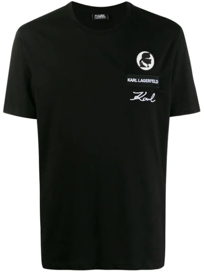 Karl Lagerfeld Embroidered Logo T-shirt In Black