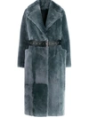 Common Leisure Love Belted Coat In Grey