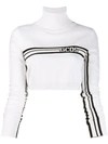 Gcds Logo Band Cropped Rollneck Sweater In White