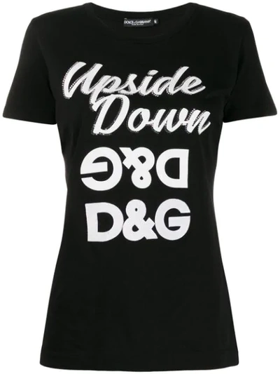 Dolce & Gabbana Upside Down Logo Print T-shirt In N0000 Nero