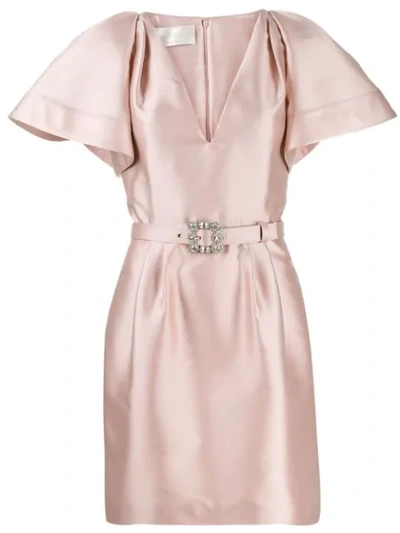 Alberta Ferretti Belted Mini Dress In Pink