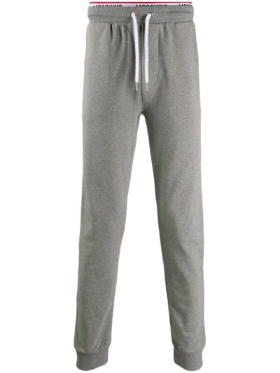 Moschino Logo Tape Waistband Track Trousers In Grey
