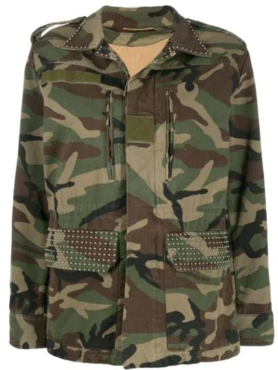 Saint Laurent Parka Gabardine Camouflage Jacket In 3070 Camouflage/kaki