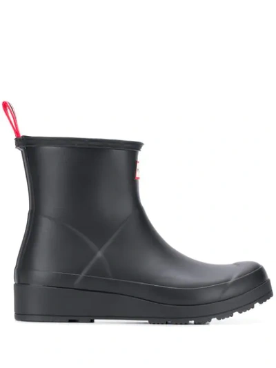 Hunter Play Logo Patch Rain Boots In Black