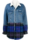 Forte Dei Marmi Couture Plaid Panel Denim Coat In Blue