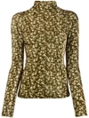 Dodo Bar Or Rollneck Floral Slim-fit Sweater In Green